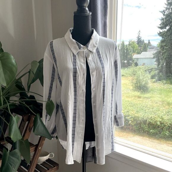NWT cotton button down long sleeve shirt size M - Picture 1 of 9
